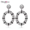 Top Selling Oval Dangles Contrast Black Stones Lady Jewellery Special Party Earrings