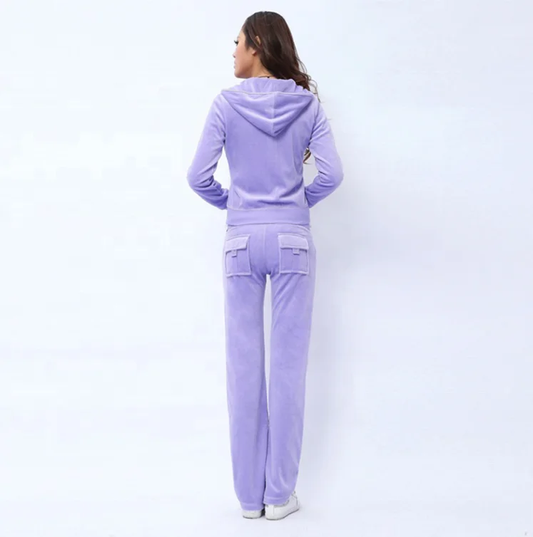 lilac velvet tracksuit