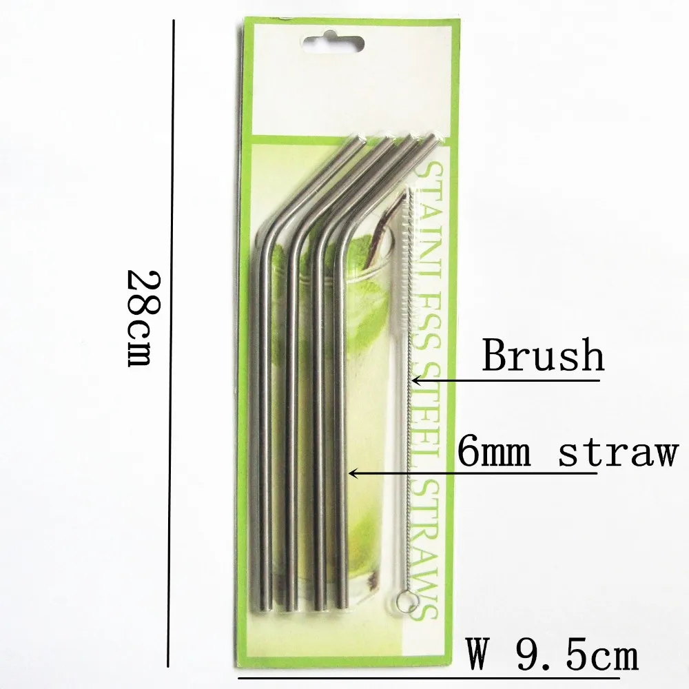 

4 Eco metal straw stainless steel drinking straw plus 1 brush Reusable, Sliver