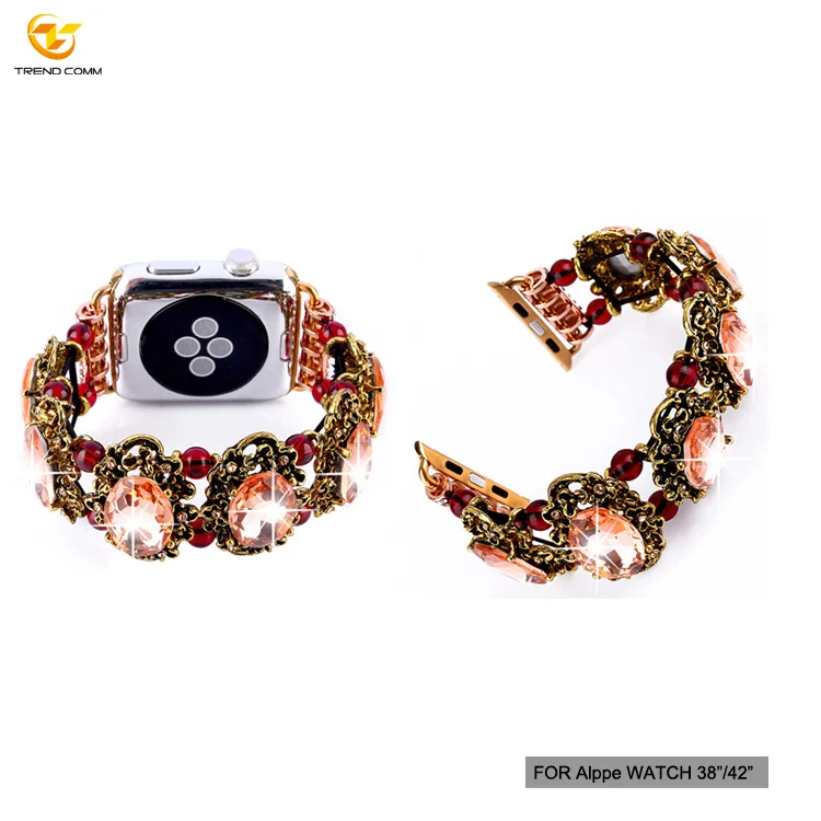 

Charming Gemstone Wristband Strap DIY Jewelry Watch Bracelet For Apple Series 1-6