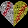 Heart Semi-baseball Rhinestone Applique Iron On Transfers
