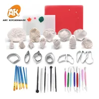 

AK LFGB FDA Fondant Tools Cake Decorating Set Supplies 44pcs 12sets Silicone Veining Mold, 5sets Petal Fondant Flower Mold Set