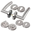 Classic hollow tube 201# 304# stainless steel brushed round rosette cylinder/key/WC round escutcheon door handles set