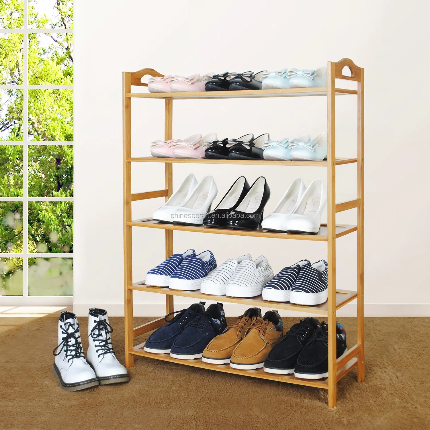 Bamboo Shoe Rack Organiser 5 Tier 15 Pairs Of Shoes Buy Shoe Rack Designs Shoe Display Rack Retail Shoe Rack Organize Product On Alibaba Com