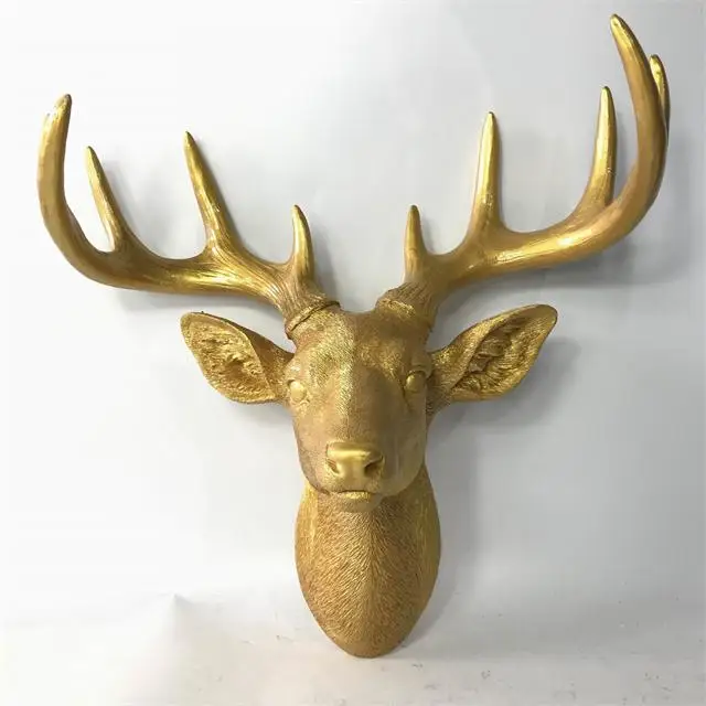 Handmade Polyresin Golden Deer Head Wall Hanging Buy Resin Wall