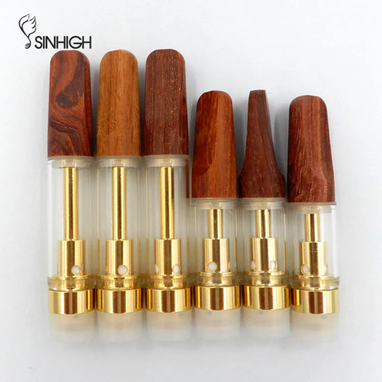 

California Hot Empty Glass Cartridge Dabwoods Vape Carts Glass Cartridge Wood Mouthpiece Gold Color 0.5ml 1.0ml Capacity Carts