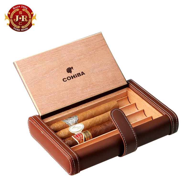 

JiaRen Wooden Cigar Display box humidor for cigars With handle cigar humidifierHH-136, As required