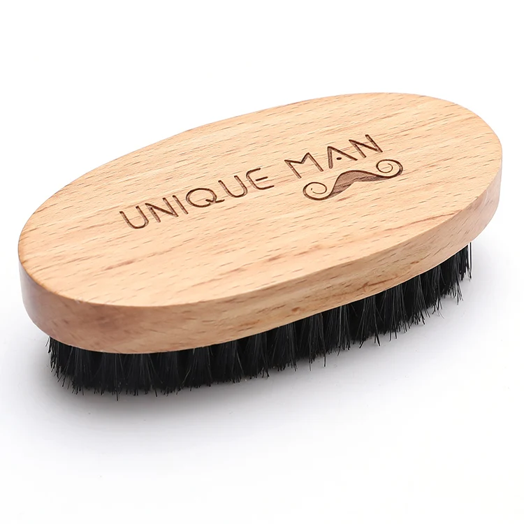 

Unique man private label gift set moustache wood oval beard brush, Wood color