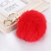 wholesale pompom keychain fur ball/rex rabbit fur keychain/fur pompom keychain pom pom bag charm