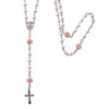 Sundysh Pearl Rosary, Catholic Shell Pearl Cross Rosary Chain Necklace for Gir or Women