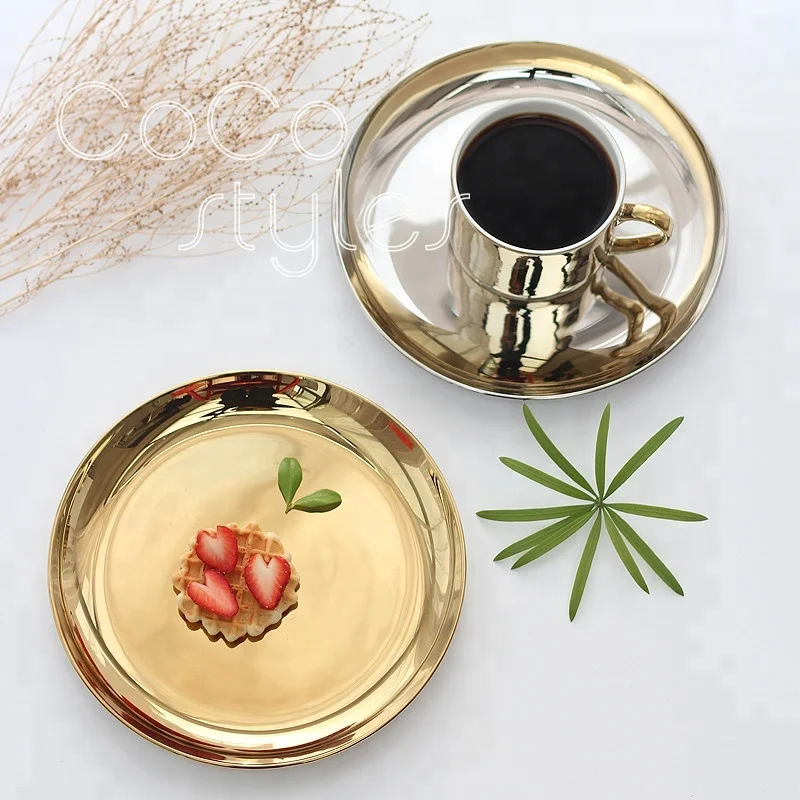 Cocostyles bespoke high-end round silver and gold electroplated ceramics tray for modern european style home decoration