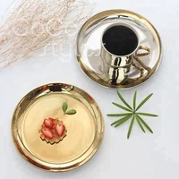 

Cocostyles bespoke high-end round silver and gold electroplated ceramics tray for modern european style home decoration