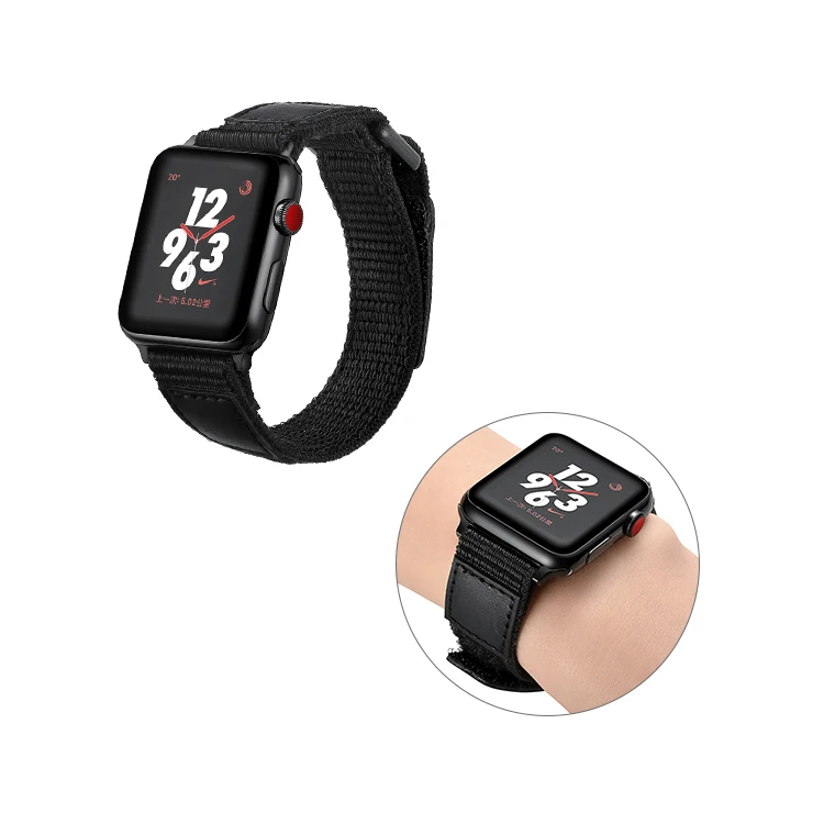 

Waterproof Sport Smart Watch Wristband Black Nylon Belt Bracelet For Apple Watch 1-6