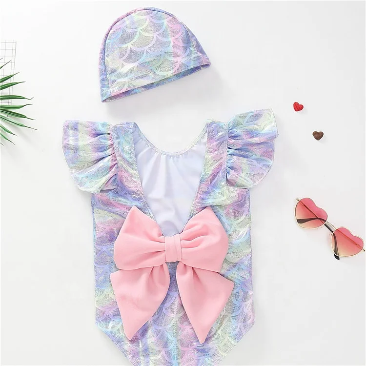 

Hot sale Girls mermaid style swimsuit one piece kids bathing suit girls baby swimming wear