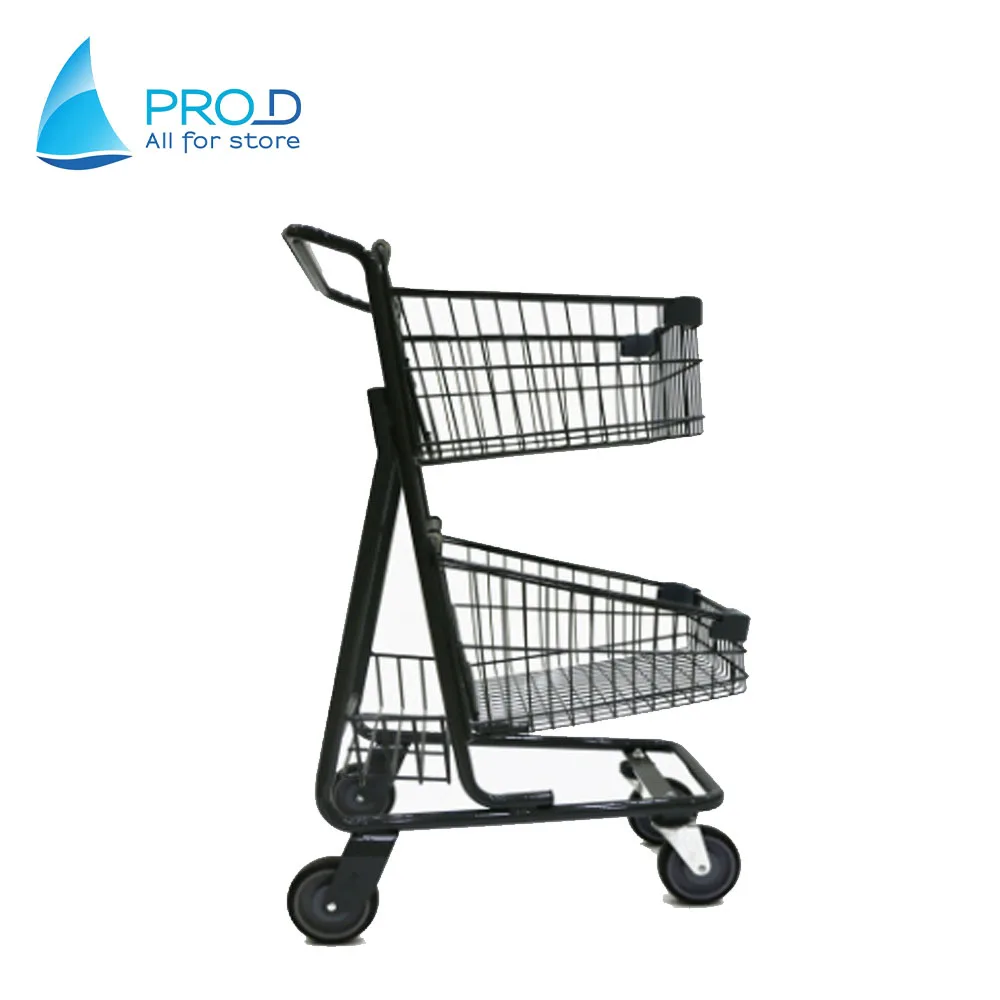 Supermarket Chain Convenience Store Double Deck Shopping Trolley Cart