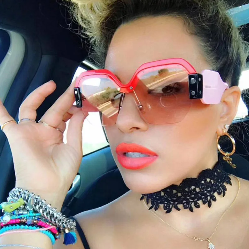 

D1125 women fashionable one piece glasses 2020 oversized sunglasses UV400, Multi