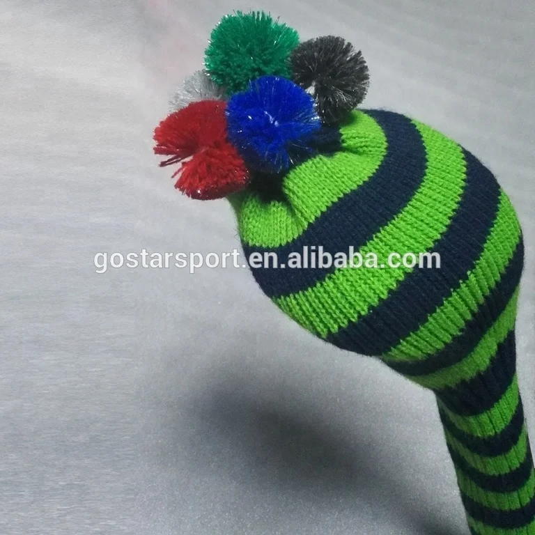 Soft Acrylic Yarn Long Neck Knitted Golf Headcover,Golf