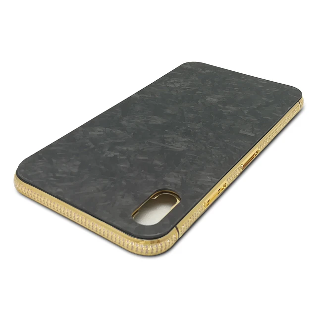 

24k Gold Frame housing with Forged Carbon Fiber back cover for iphone X, 24k real gold, rose gold, platinum