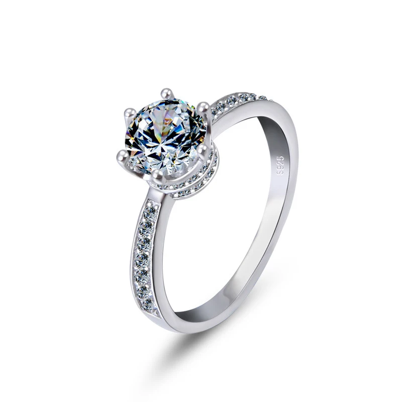 

SR004 2018 Fashion jewelry 925 silver open design stone cubic zirconia diamond ring for women