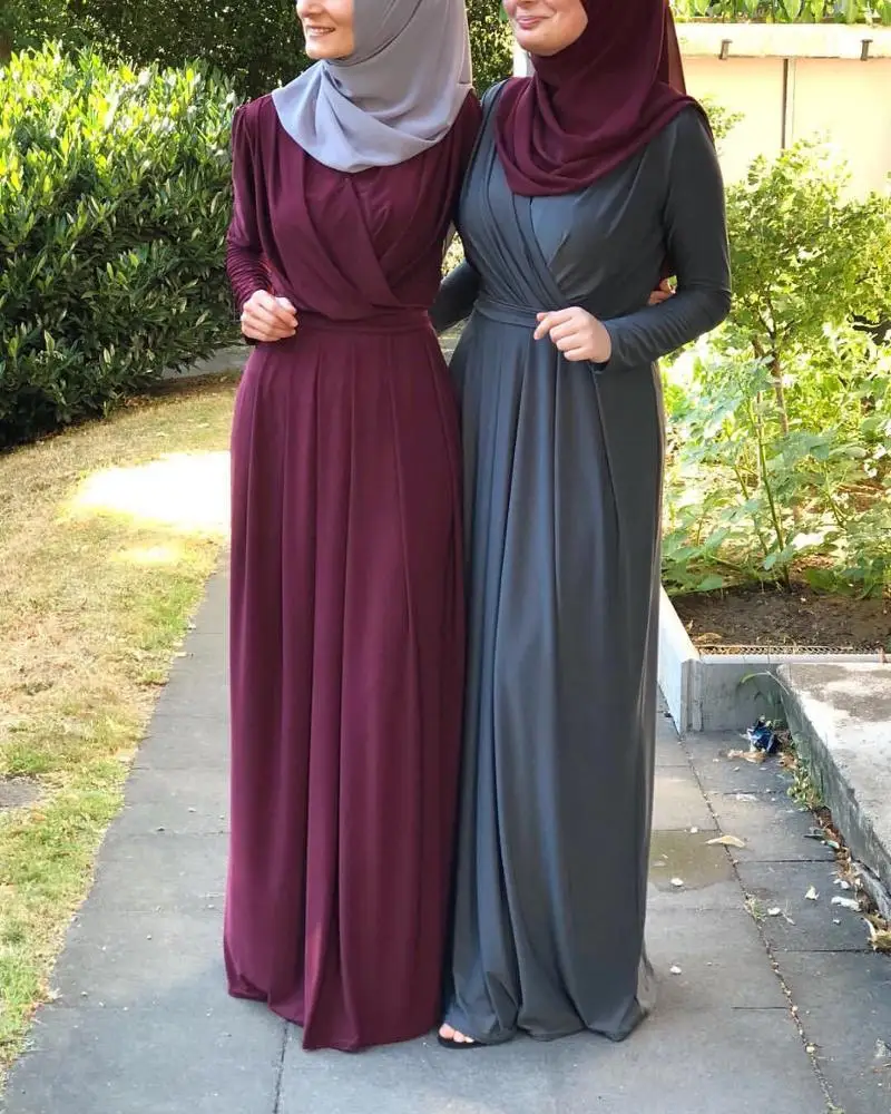 

Women Abaya Moroccan Kimono Dubai Turkey Bangladesh Islamic Clothing Kaftan Arabic Elbise Muslim Dress Black Blue Green RELR206