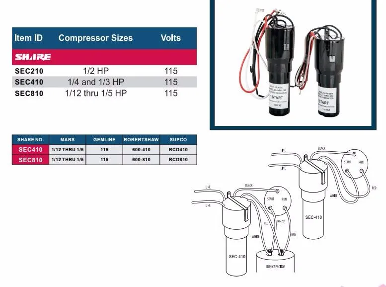 Compressor from 1/2 HP thru 10 HP to increases torque500% SST-6 Hard Start Kit 