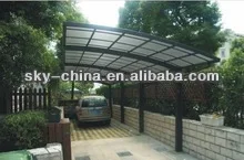 Strong waterproof aluminium car cover for car parking with polycarbonate roof