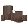 High End Brown Wood Resin Bathroom Accessory Set, 6 Pieces Hotel Bathroom Product