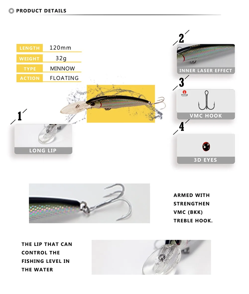 Nbl 9046 Deep Diving Lures Saltwater Fishing Lures Minnow Hard Plastic