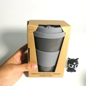 Image of Eco Coffee Organic Bamboo Fibre Reusable Coffee Cup Black 450ml