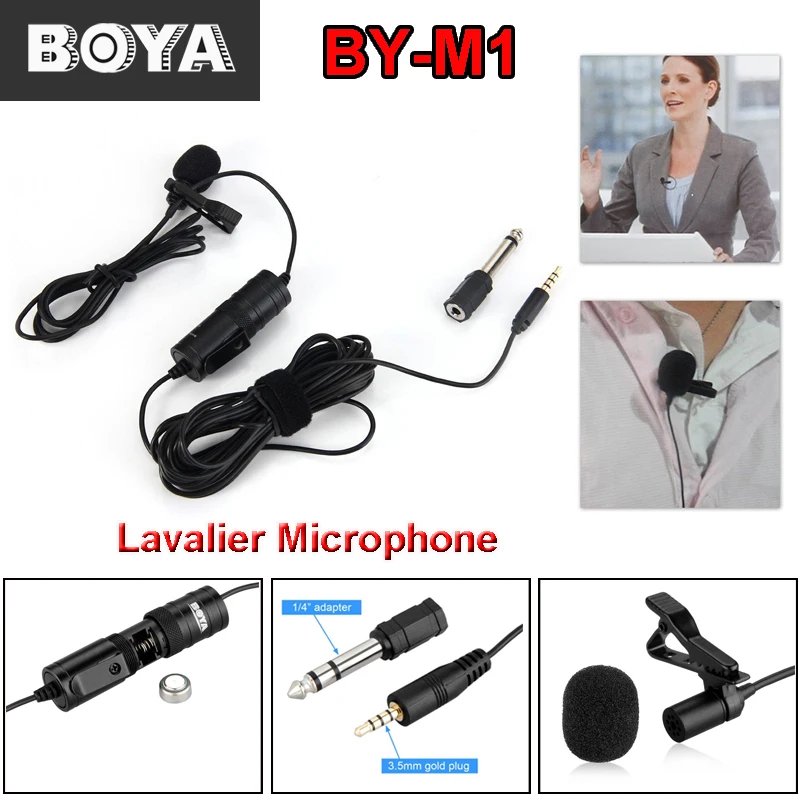 BOYA BY M1 Lavalier Microphone for Smartphones Canon Nikon DSLR Cameras Camcorders Audio Recorder PC BOYA BY M1 Lavalier Microphone for Smartphones Canon Nikon DSLR Cameras Camcorders Audio Recorder PC