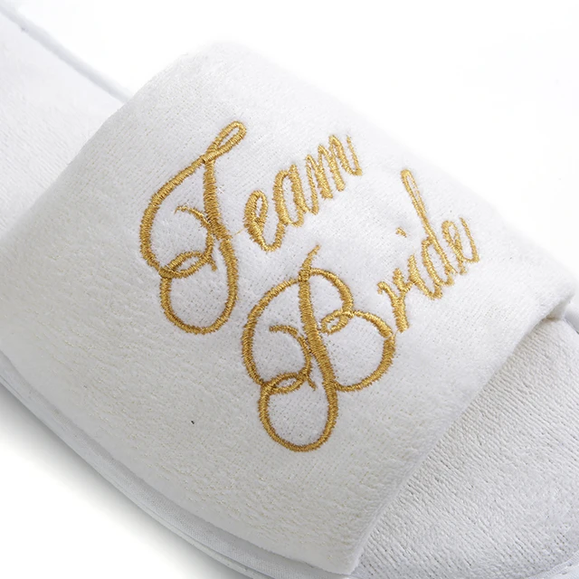 

Custom wedding bride white velvet lady eva slippers with non-woven bag