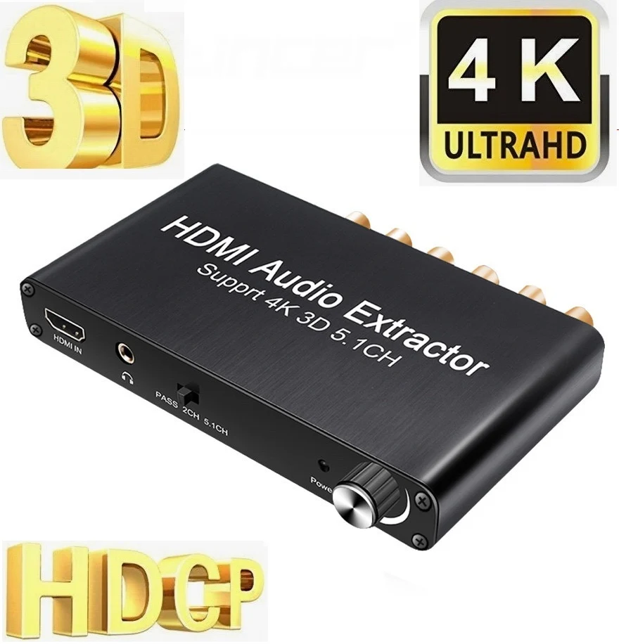 

5.1CH Digital Audio Decoder HDMI Audio Extractor 4K 3D Converter 3.5mm Output HDMI To HDMI For PS4 amplifier 5.1