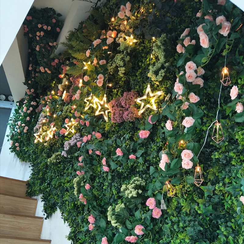
plastic pine leaf matting plant artificial natural green wall system vertical garden artificial ivy fence 