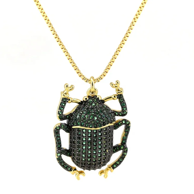 

Beetle Charm Rhinestone Diamond Pendant Necklace, Gold;silver;rose gold;black