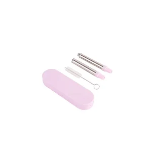 Image of Portable Reusable Retractable Straw Telescopic Drinking Straw with Cleaning Brush