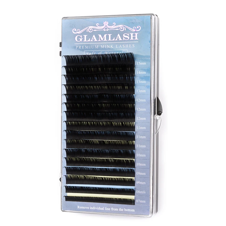 

16rows/case 7~15mm mix premium natural synthetic mink individual eyelash extension makeup cilias, Natural black