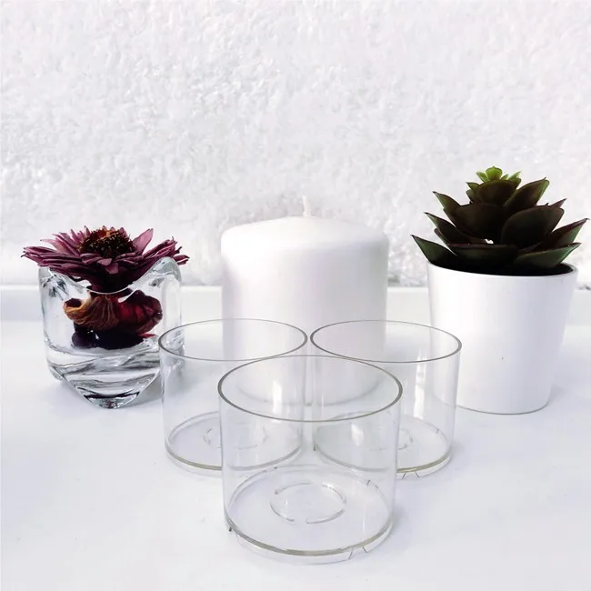 

high quality transparent plastic candle containers
