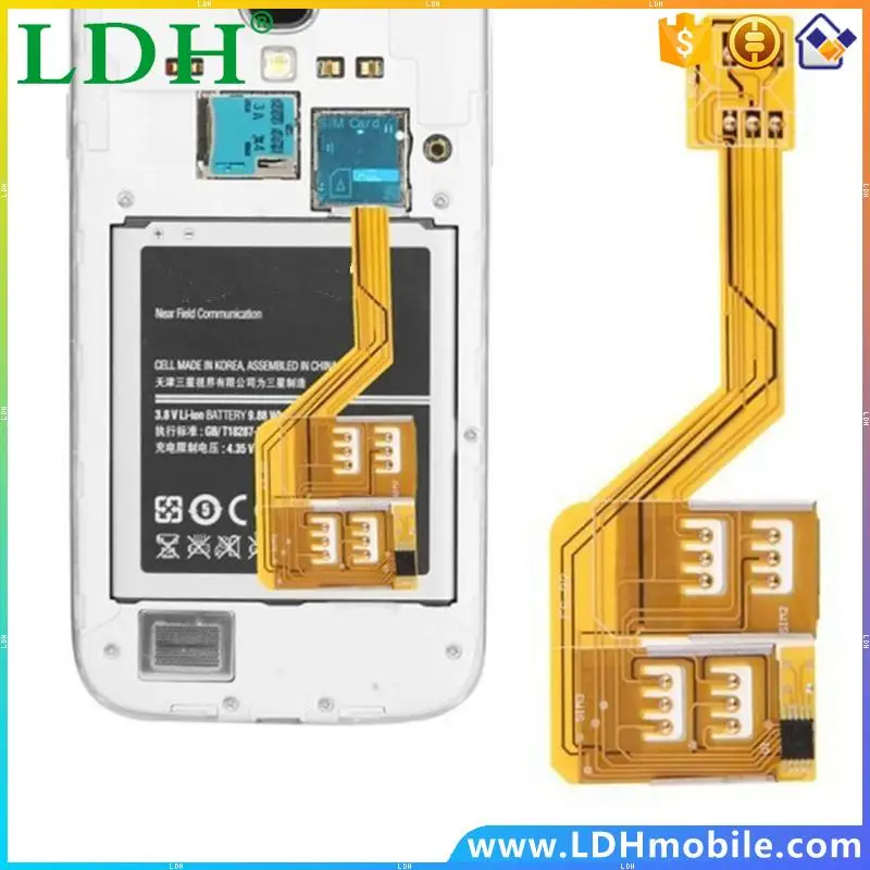 New Three Dual SIM Card Adapter For Samsung Galaxy G900 S4 i9500 S3 Note 3 Note 2 N7100 G7106 Note 4 S5 S6