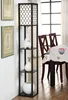 Living Room Standing Light Wooden Shelf Black Floor Lamp With ETL