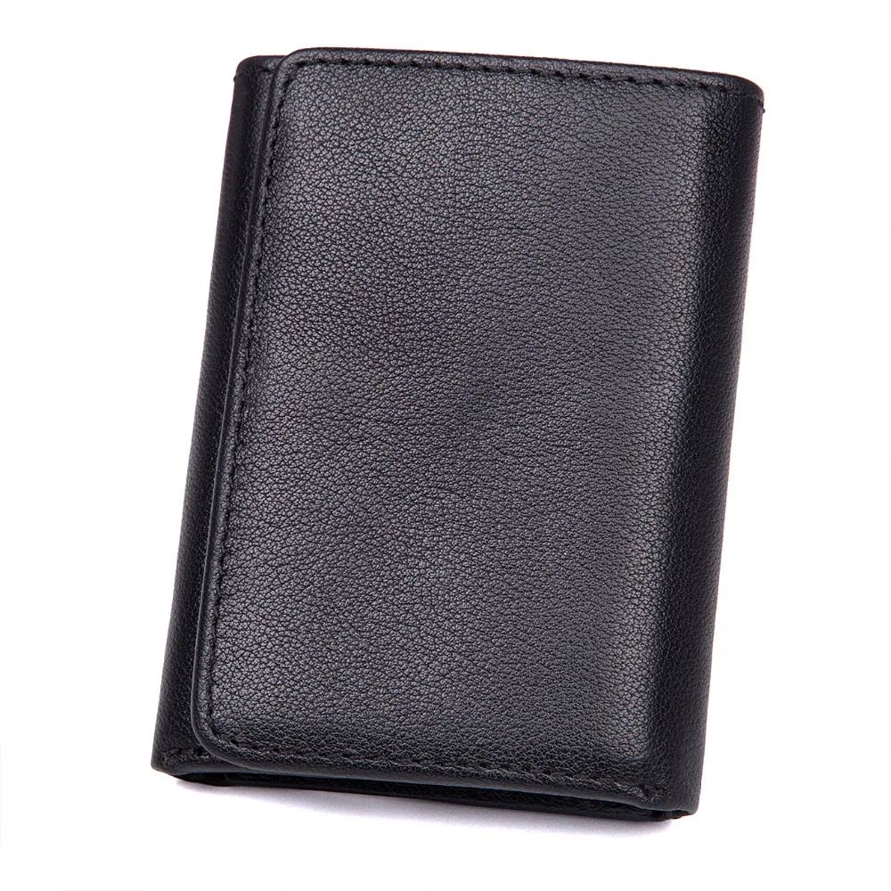 

JMD Vintage Genuine Leather Custom Logo RFID Mini Safe Wallet For Men R-8106, 3 color available