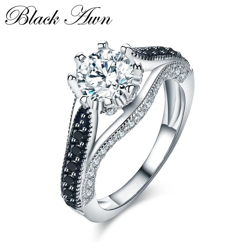 

[BLACK AWN] Wedding Rings for Women 925 Sterling Silver Fine Jewelry Trendy Engagement Bague C017