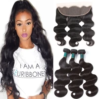 

9A Virgin Cutile Aligned Peruvian Body Wave Human Hair Weave Bundles With Closure and Lace Frontal Pre Plucked with Baby Hair