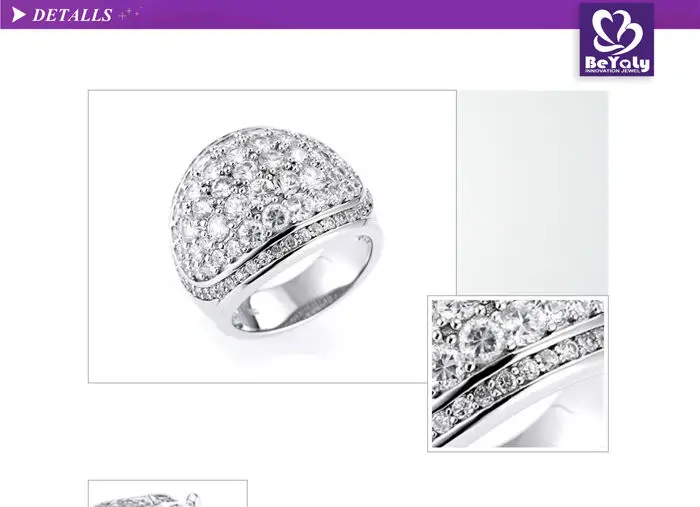 Women love beauty retail stock pave cz silver rings