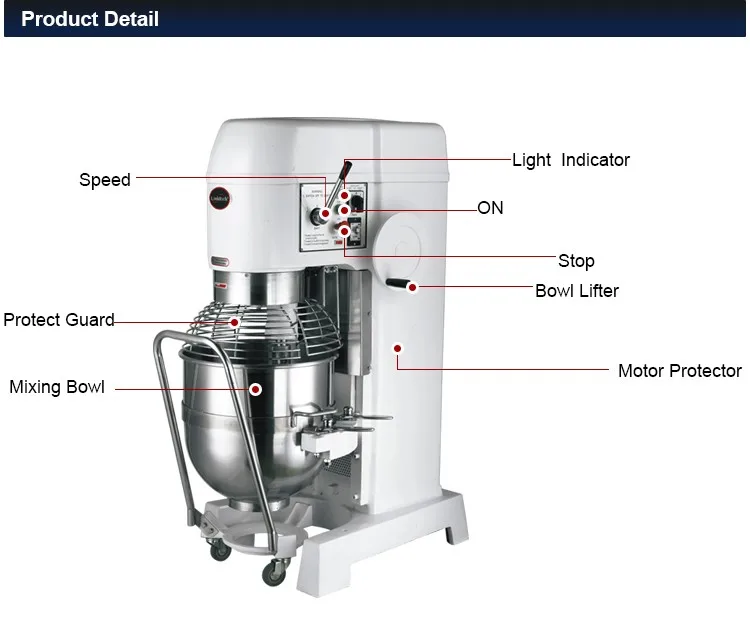 Bakery Equipment-Double Speed Planetary Food Mixer Pastry Mixer Machine -60L-B60