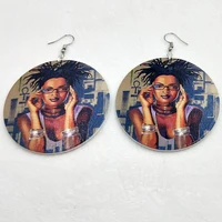 

African Woman Wood Earrings wooden african earrings Round Wooden Earrings Jewelry E323