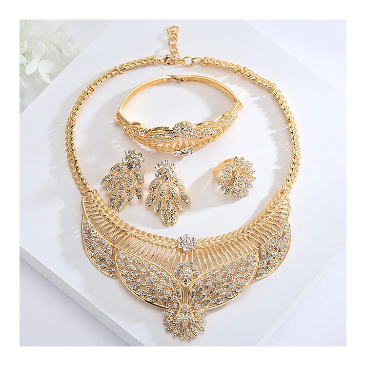 

S10251 Fashionable Pakistani Cz Jewellery Rhinestone Bridal Jewelry Set For Wedding