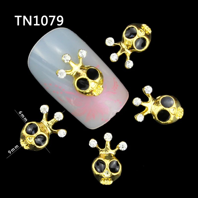 10 Pcs Glitter 3D Cuttlefish Rhinestones For Nail Art Decorations Gel Polish DIY Gold Alloy Charm