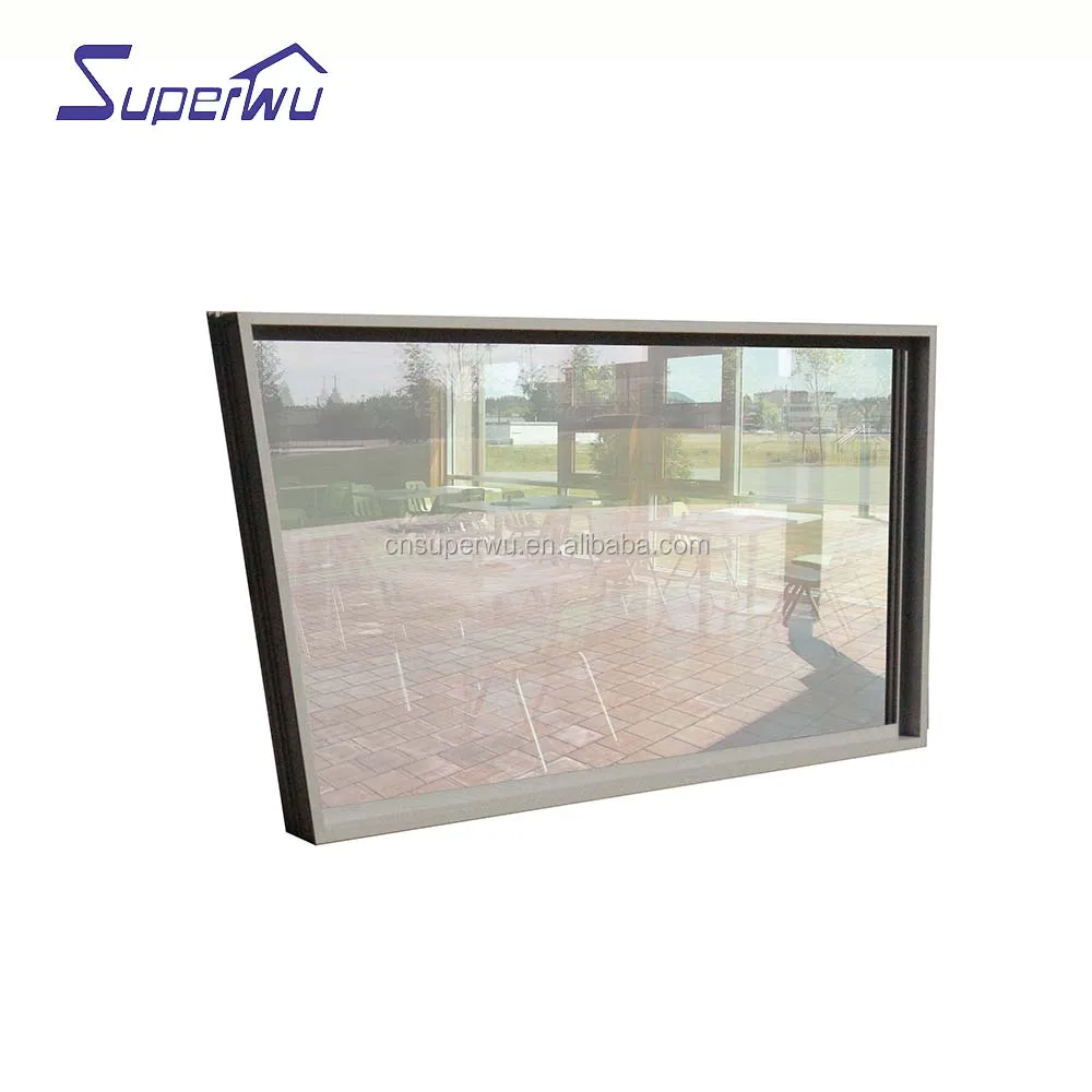 Latest trapezoidal design thermal break double glazed aluminum fix glass window best sale