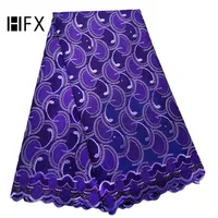 

HFX 2019 High Quality Swiss Voile Lace Latest Purple Nigerian French African Lace Fabric For Clothing
