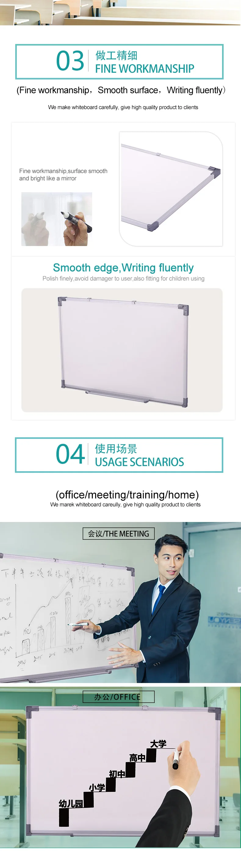 Wholesale Aluminum Frame Wall Mounted Dry Erase Board Writing